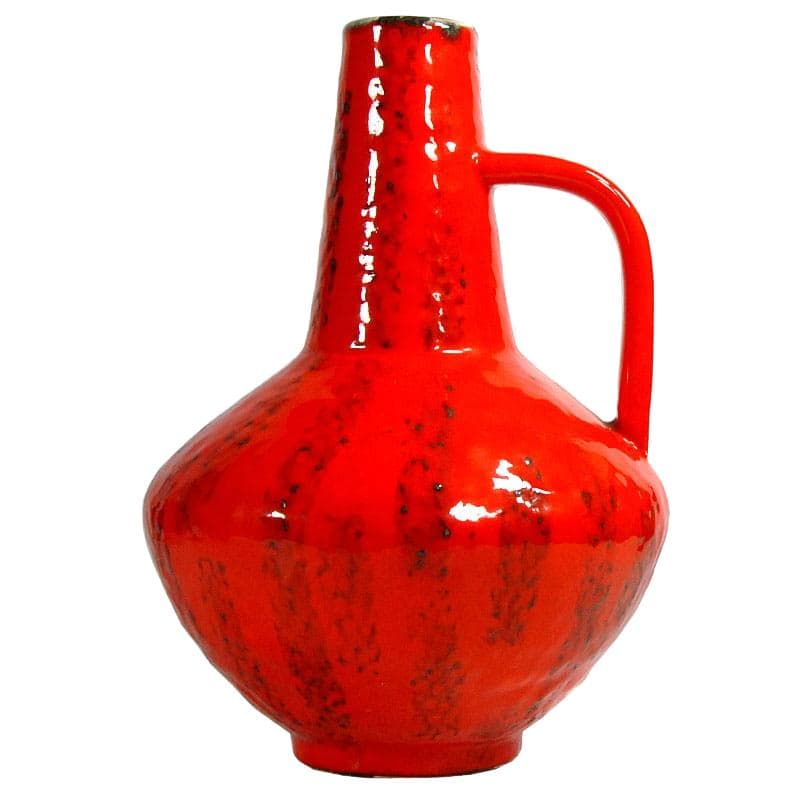 Vase fat lava, red ceramics, by G. Heuckeroth, Germany, 1960s.