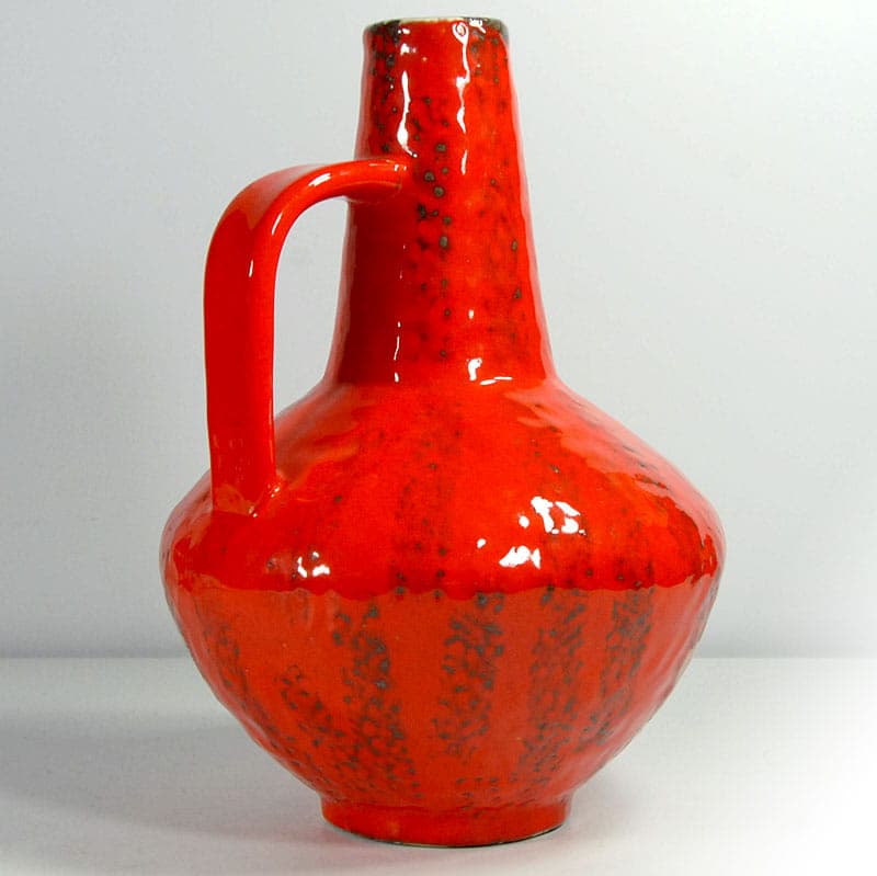 Vase fat lava, red ceramics, by G. Heuckeroth, Germany, 1960s. - 39264