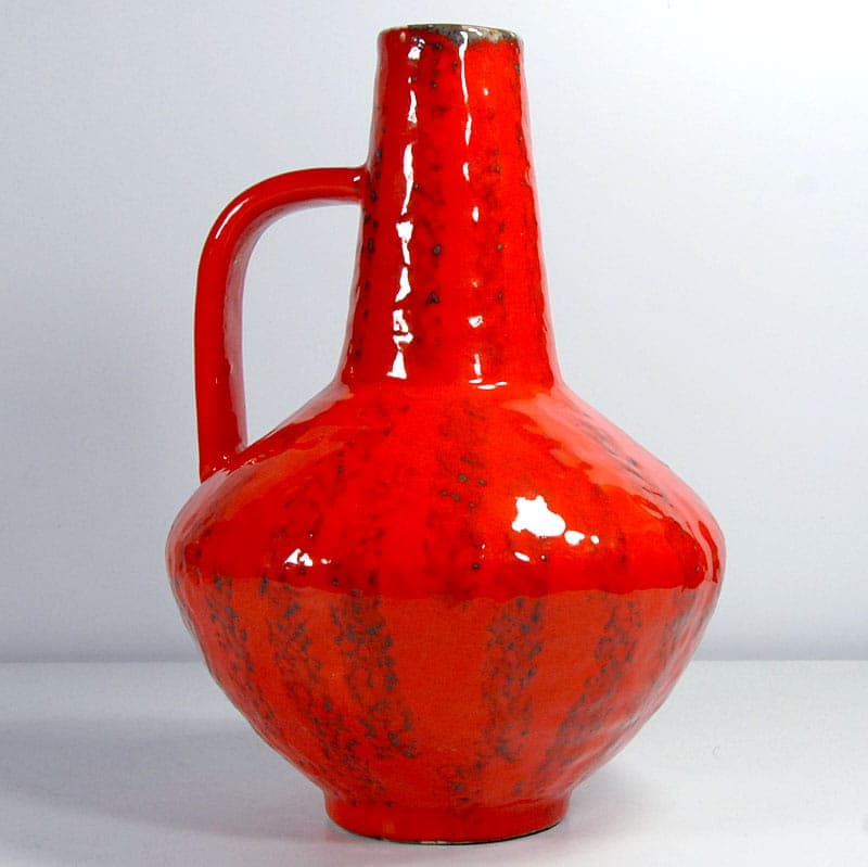 Vase fat lava, red ceramics, by G. Heuckeroth, Germany, 1960s. - 39263