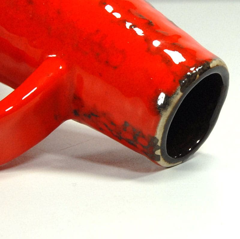 Vase fat lava, red ceramics, by G. Heuckeroth, Germany, 1960s. - 39265