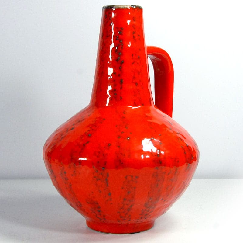 Vase fat lava, red ceramics, by G. Heuckeroth, Germany, 1960s. - 39261