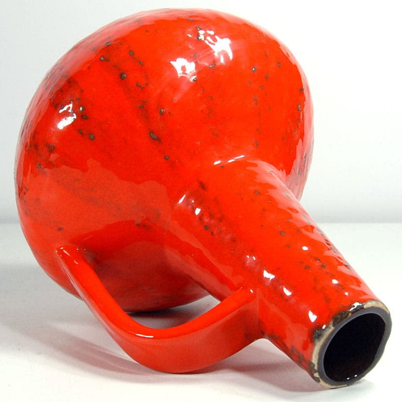 Vase fat lava, red ceramics, by G. Heuckeroth, Germany, 1960s. - 39262