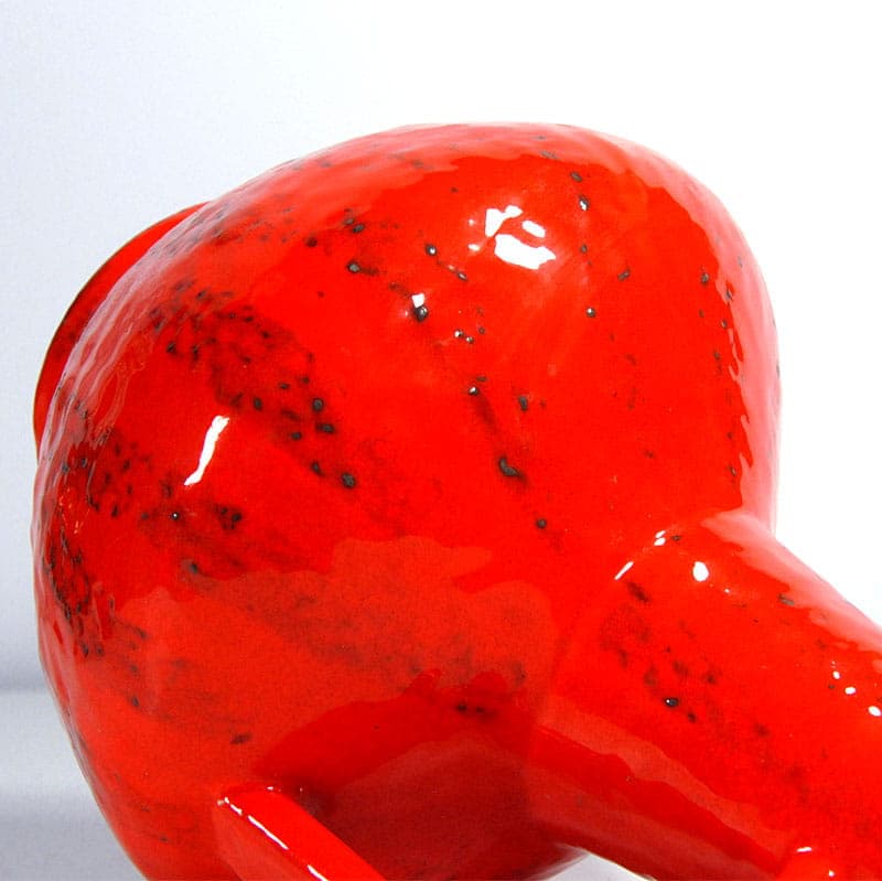 Vase fat lava, red ceramics, by G. Heuckeroth, Germany, 1960s. - 39266