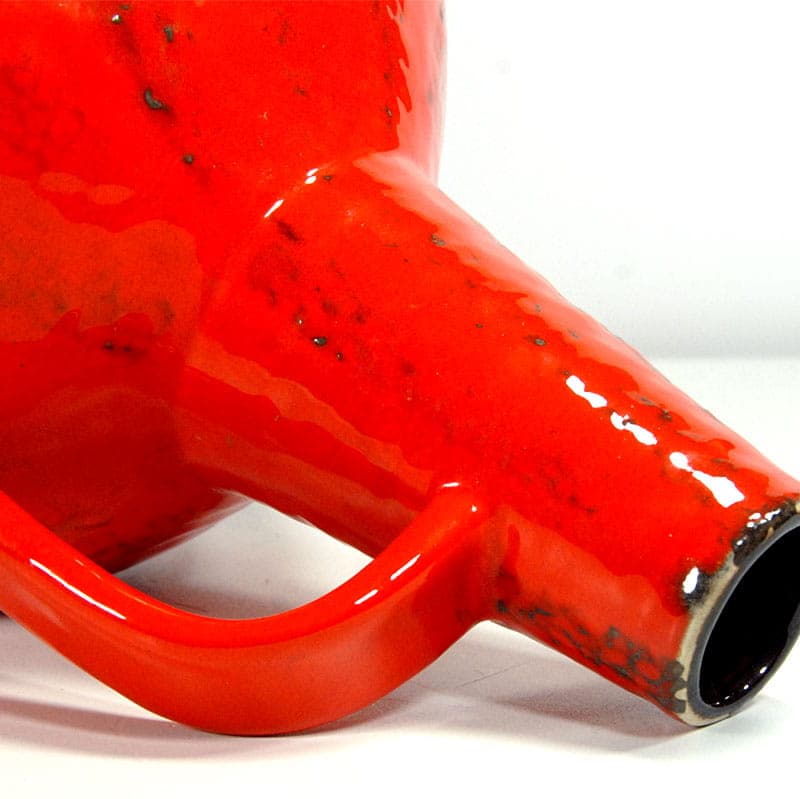 Vase fat lava, red ceramics, by G. Heuckeroth, Germany, 1960s. - 39260