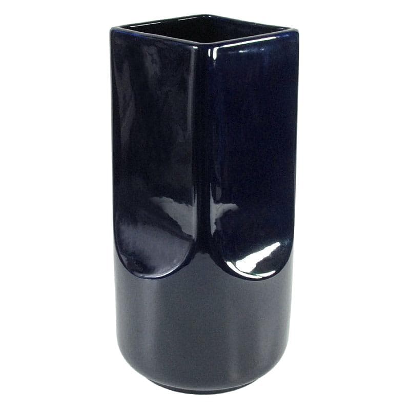 Vase Op Art, navy blue, ceramics, by Studio O.P.I. for Gabianelli, Italy, 1970s.