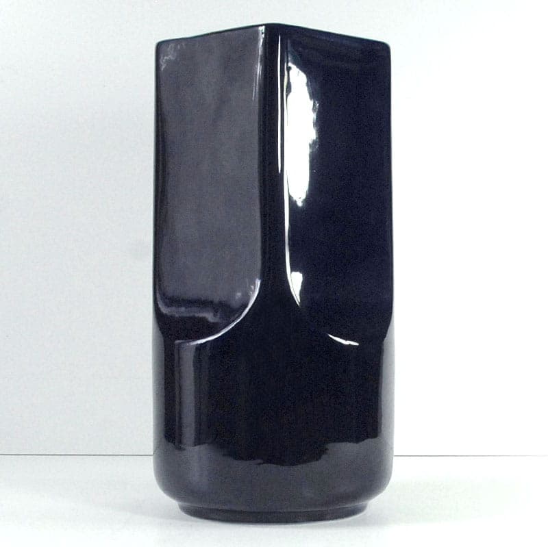 Vase Op Art, navy blue, ceramics, by Studio O.P.I. for Gabianelli, Italy, 1970s. - 39240