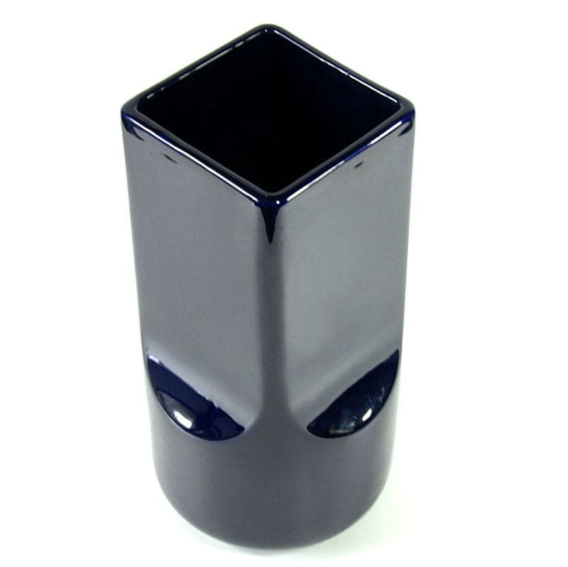 Vase Op Art, navy blue, ceramics, by Studio O.P.I. for Gabianelli, Italy, 1970s. - 39238