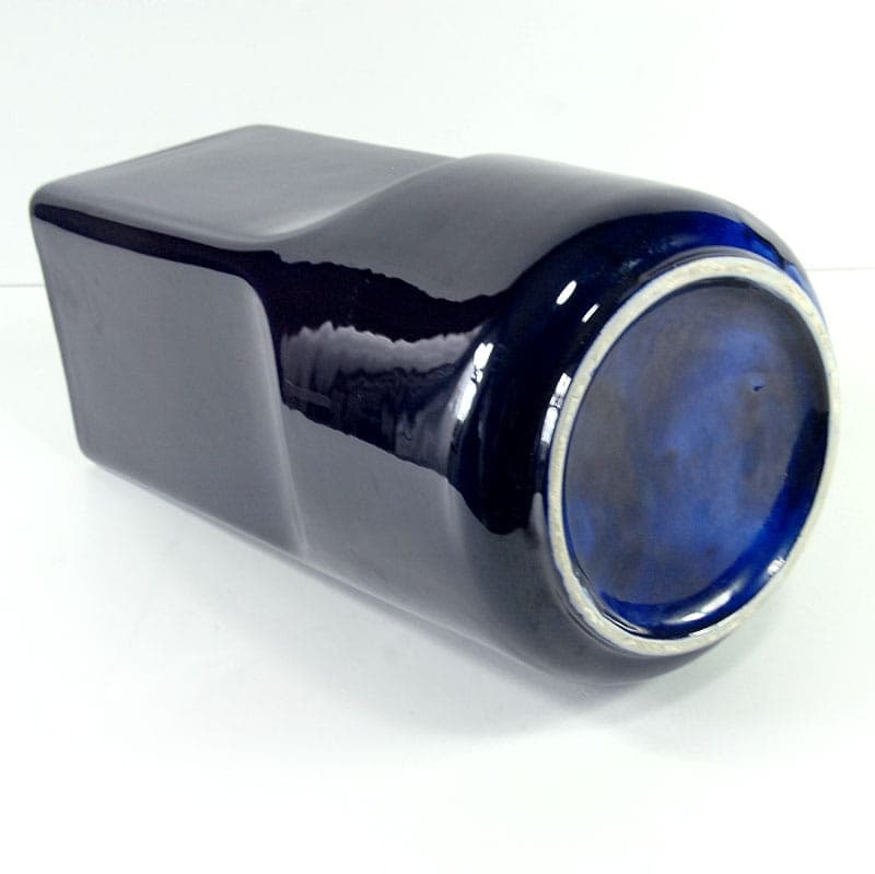 Vase Op Art, navy blue, ceramics, by Studio O.P.I. for Gabianelli, Italy, 1970s. - 39241