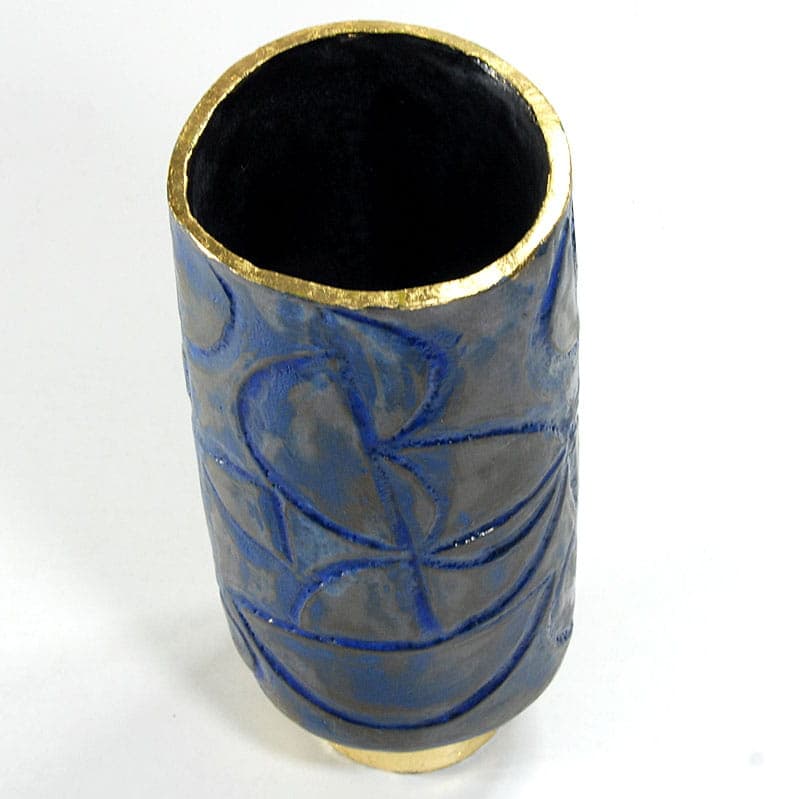 Wazon rzeźbiarski, ceramika szary kobaltowy złoty, proj. J. Wysocka, Polska, XXI w. - 39217