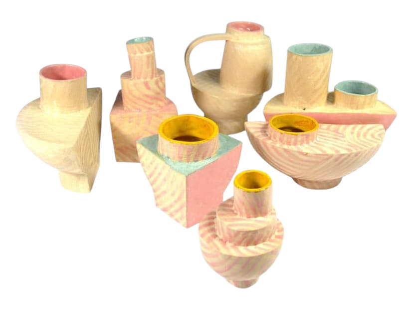 Set of modular vessels JWP, multicolor ceramics, by J. Wysocka-Panasiewicz, Poland, 21st c.