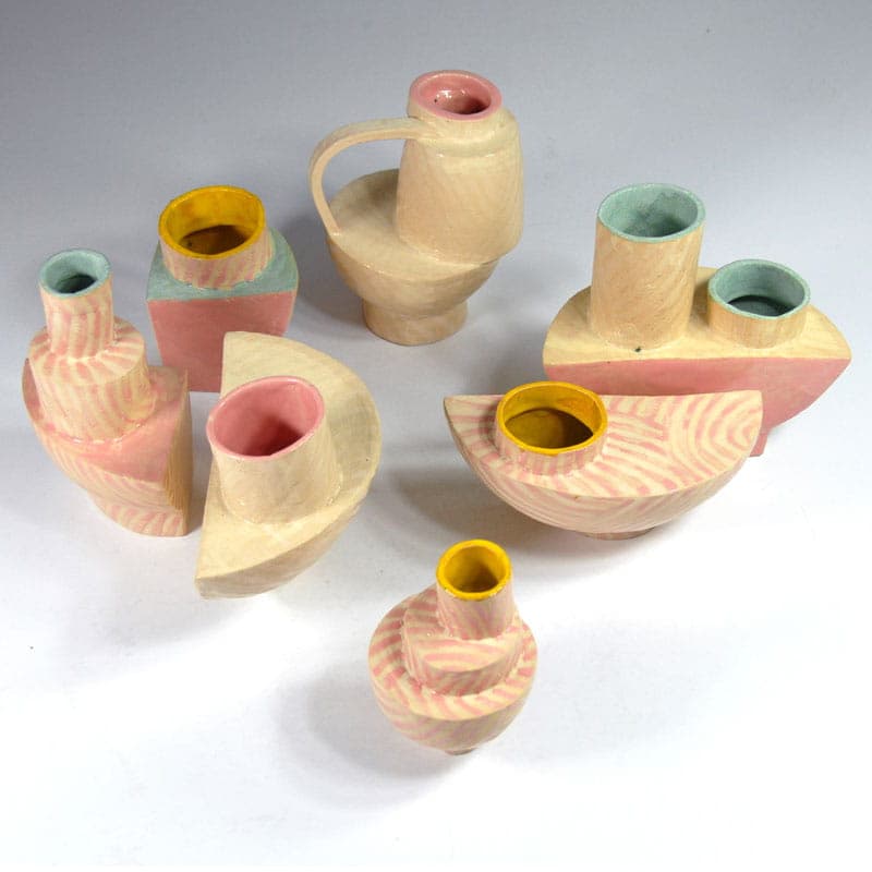 Set of modular vessels JWP, multicolor ceramics, by J. Wysocka-Panasiewicz, Poland, 21st c. - 39179