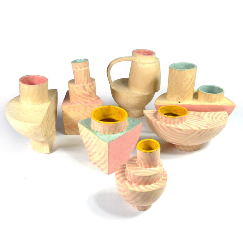 Set of modular vessels JWP, multicolor ceramics, by J. Wysocka-Panasiewicz, Poland, 21st c. - 39182