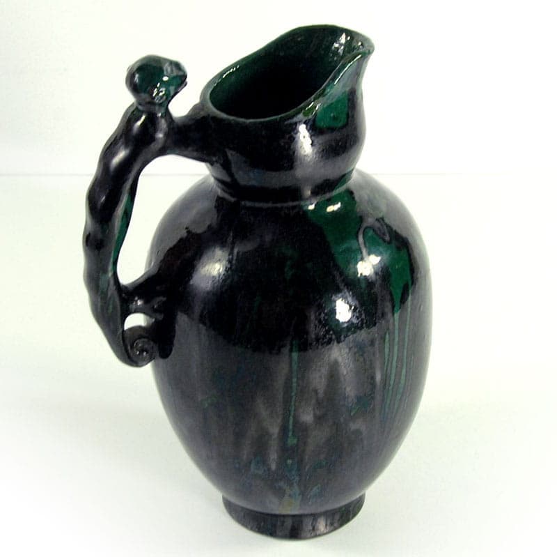 Dzban Art Nouveau, czarny, ceramika, Belgia, lata 30. - 39157