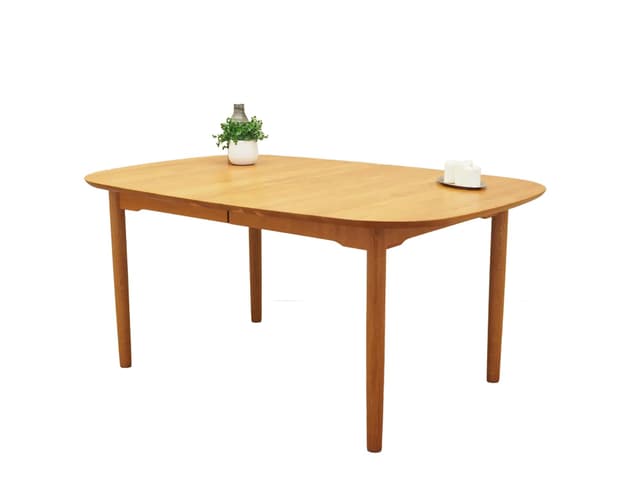 Oval table, yellow ash, by G. Falsig, Holstebro Møbelfabrik, Denmark, 1960s. - DIMENSION