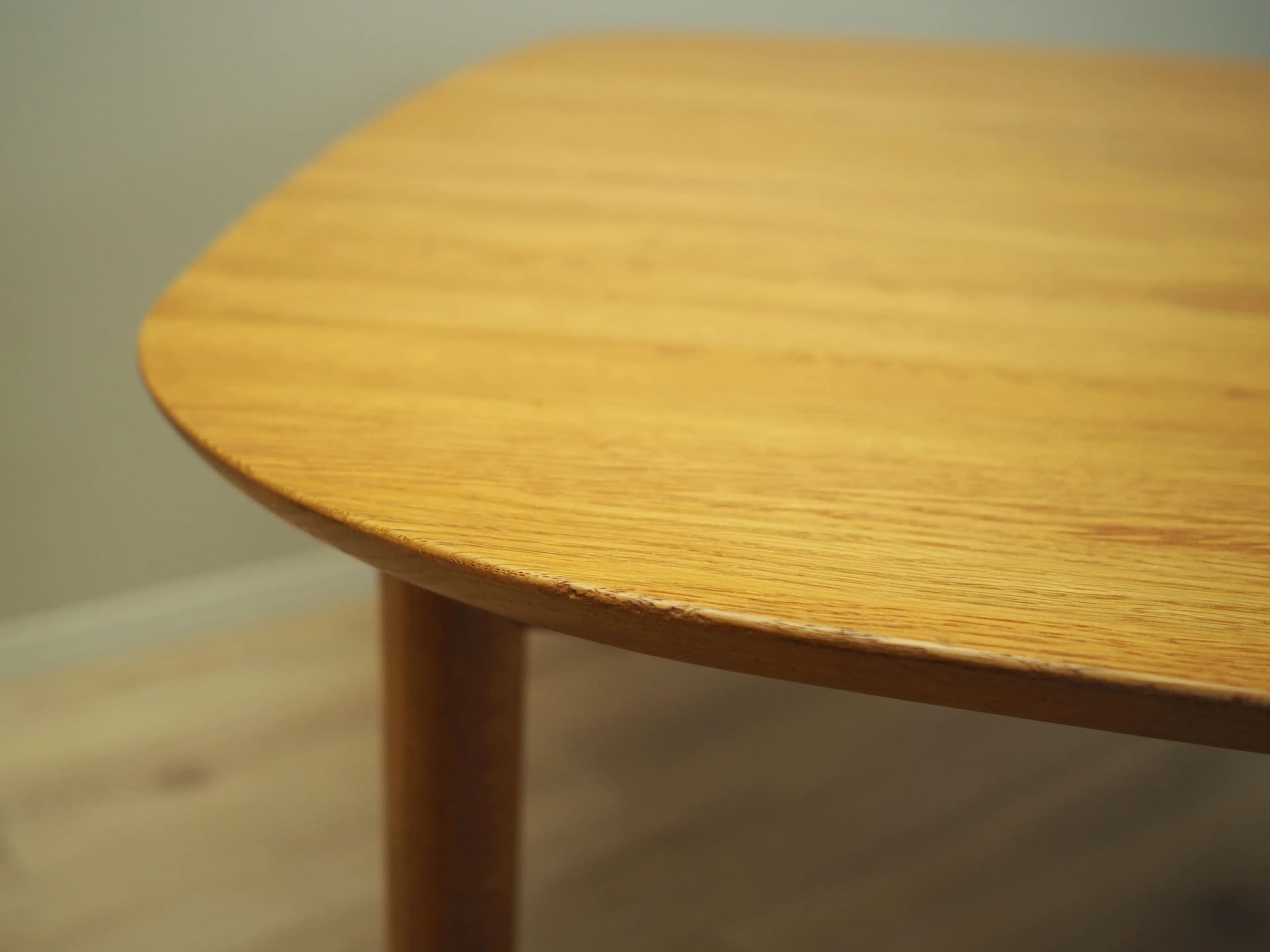Oval table, yellow ash, by G. Falsig, Holstebro Møbelfabrik, Denmark, 1960s. - 39325
