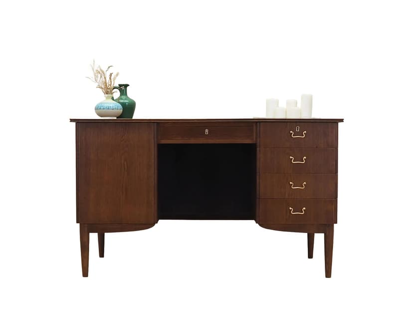Desk, Danish design, brown oak, Denmark, 1970s.