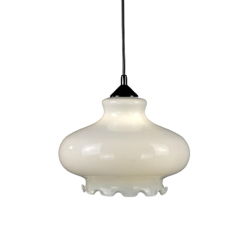 Pendant Lamp Pop Art, ivory white glass, Polam, Poland, 1960s