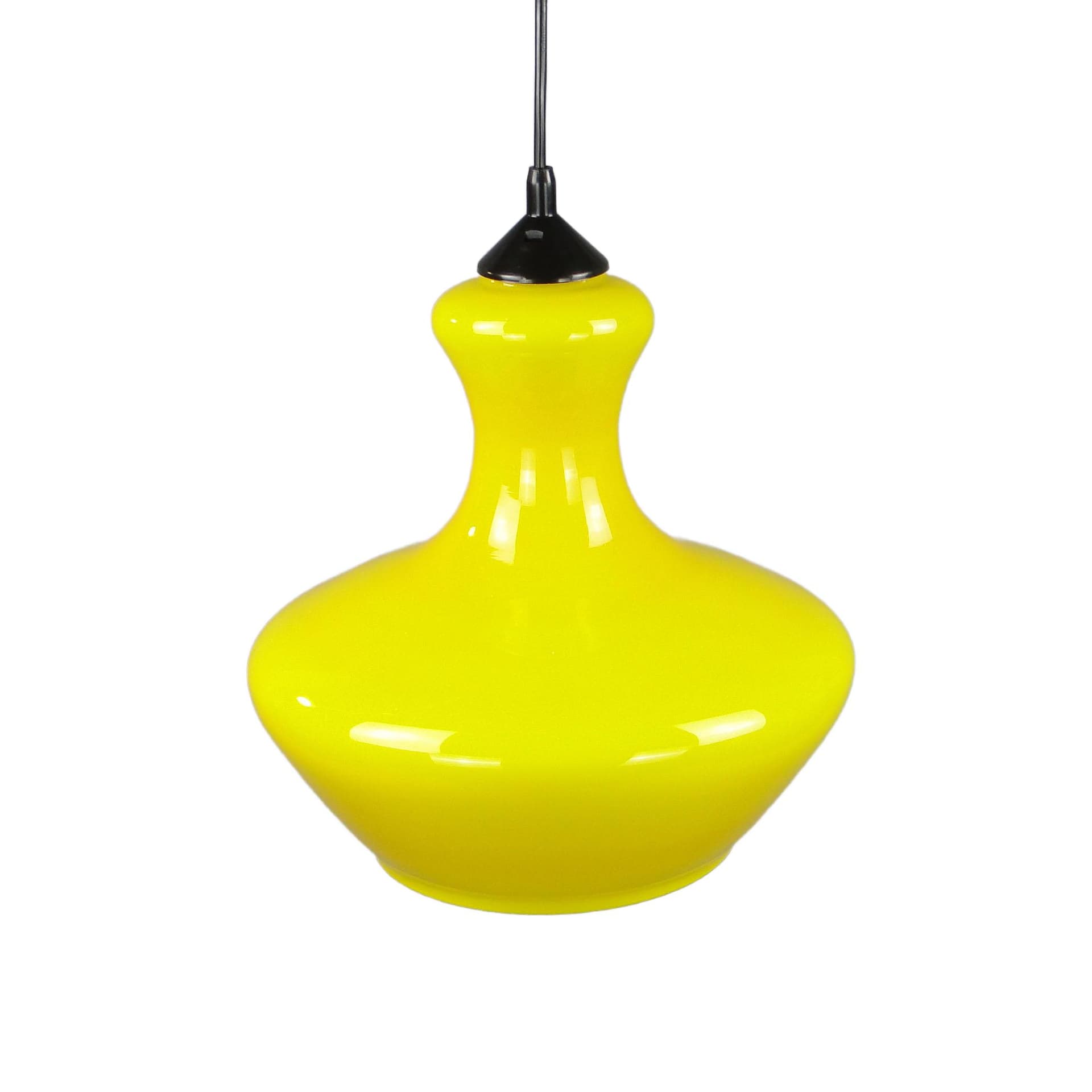 Pendant lamp Pop Art, yellow glass, Polam, Poland, 1960s.