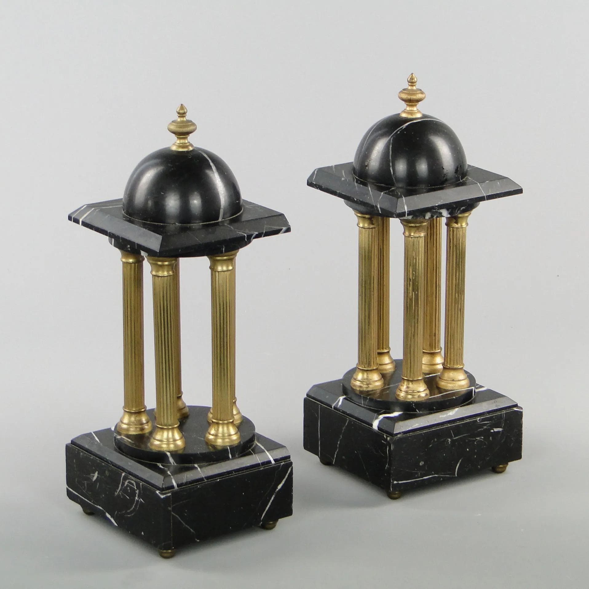 Para przystawek altany, czarny marmur, brąz, Francja, XIX w. - 40698