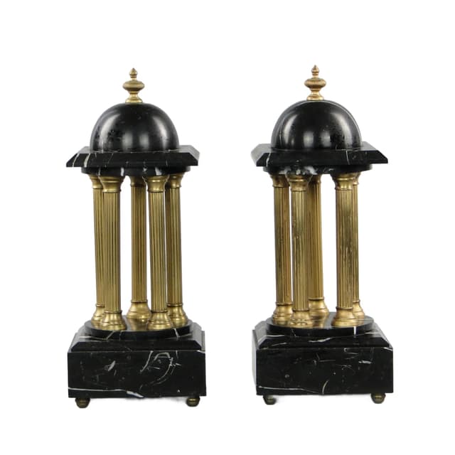 Para przystawek altany, czarny marmur, brąz, Francja, XIX w. - WYMIARY