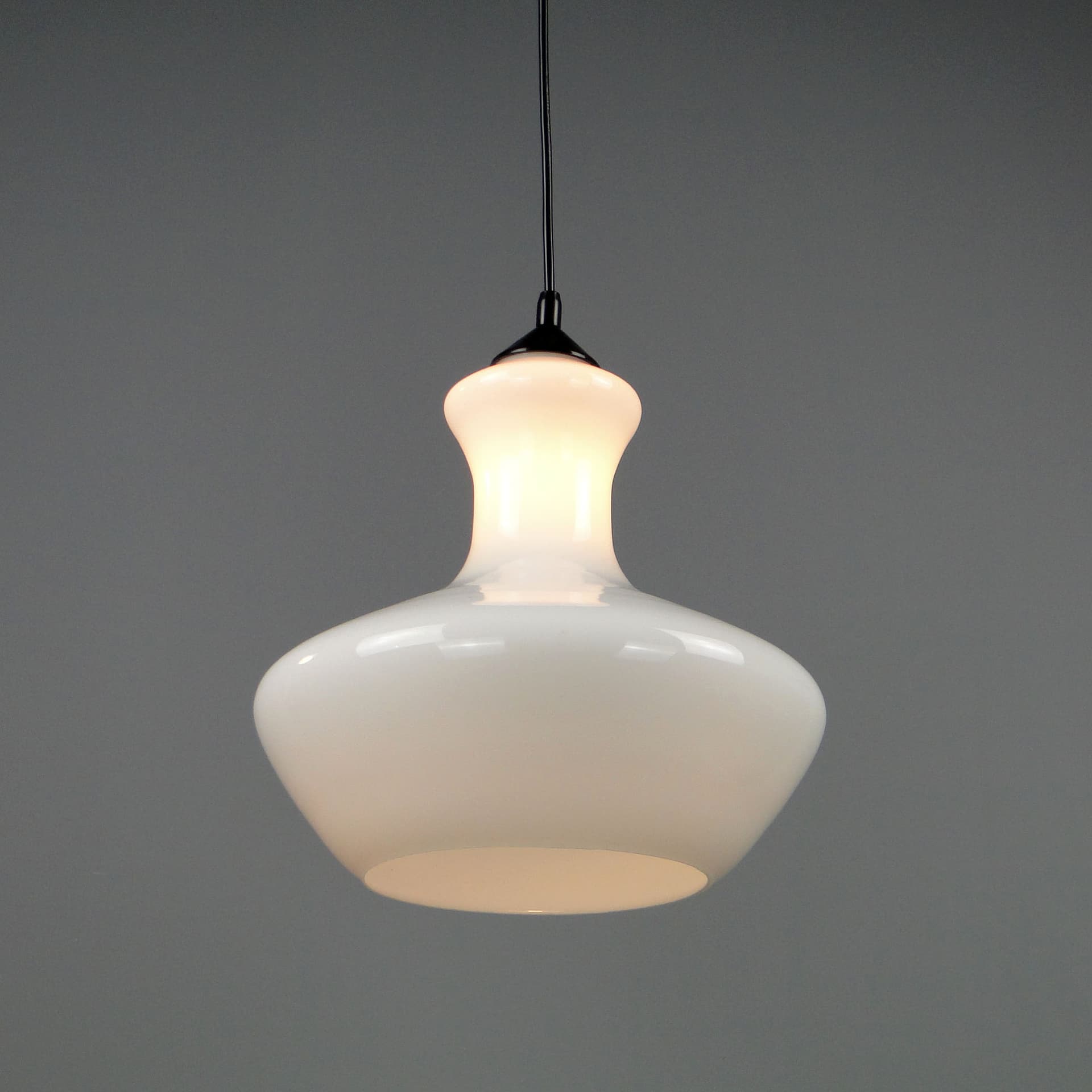 Pendant lamp Pop Art, white glass, Polam Meos, Poland, 1960s - 40671