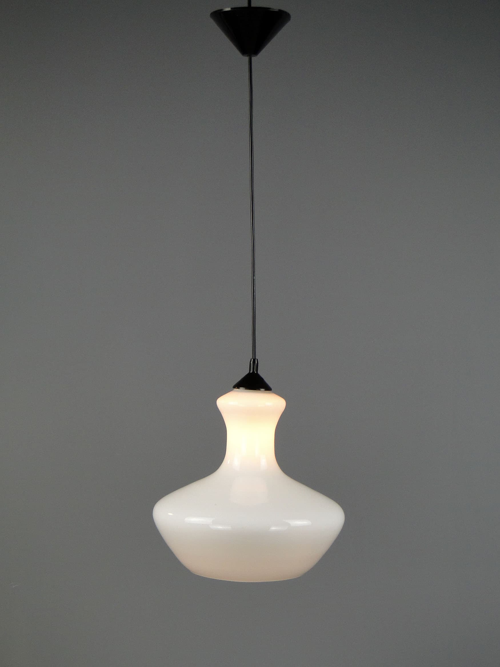 Pendant lamp Pop Art, white glass, Polam Meos, Poland, 1960s - 40669