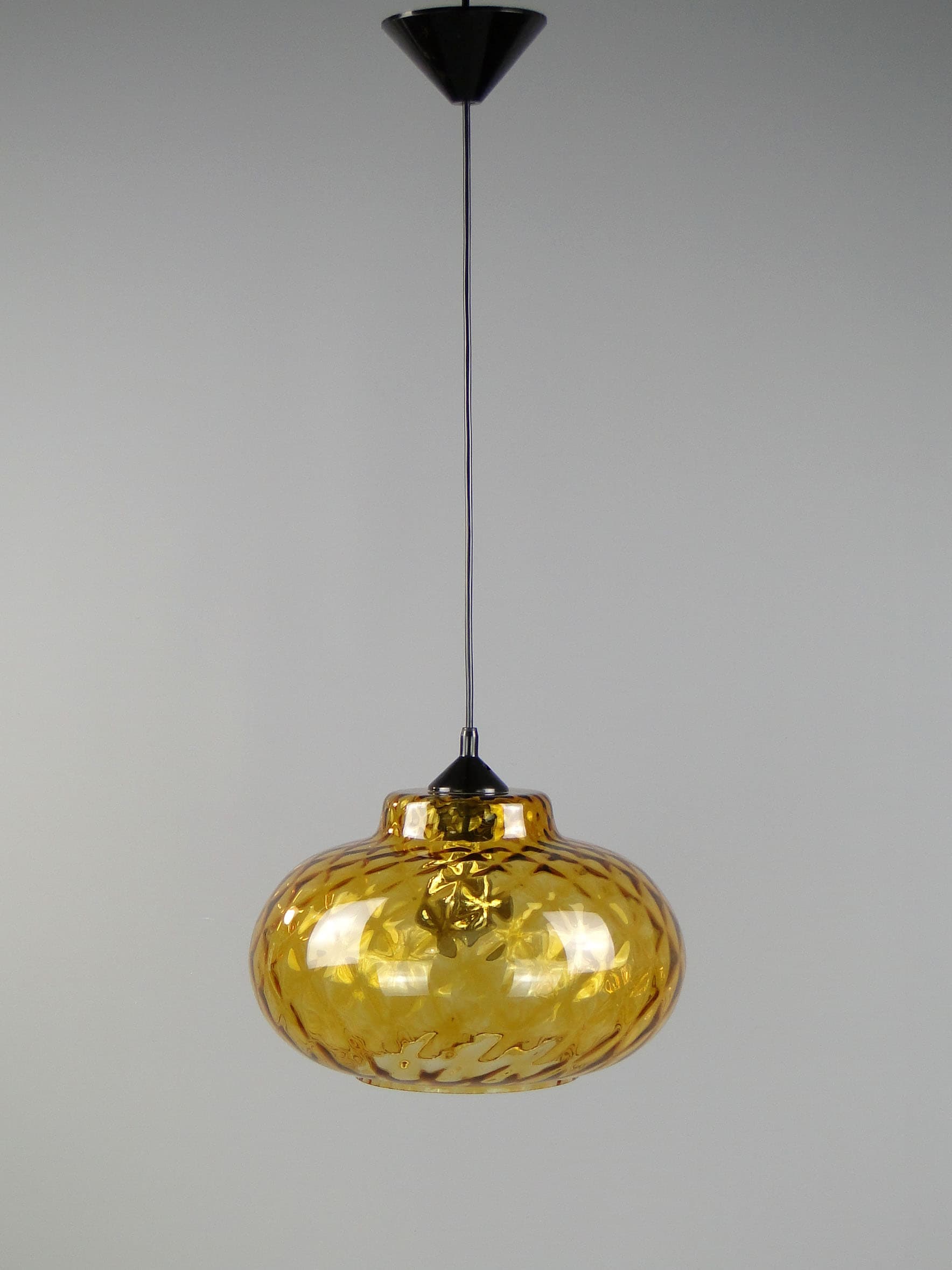 Pendant lamp, yellow glass, Lumet, Poland, 1960s. - 40664