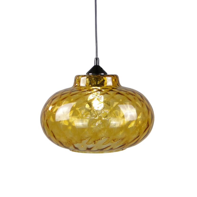 Pendant lamp, yellow glass, Lumet, Poland, 1960s.