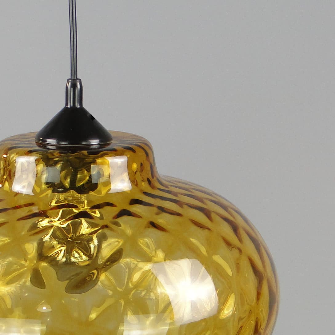 Pendant lamp, yellow glass, Lumet, Poland, 1960s. - 40666