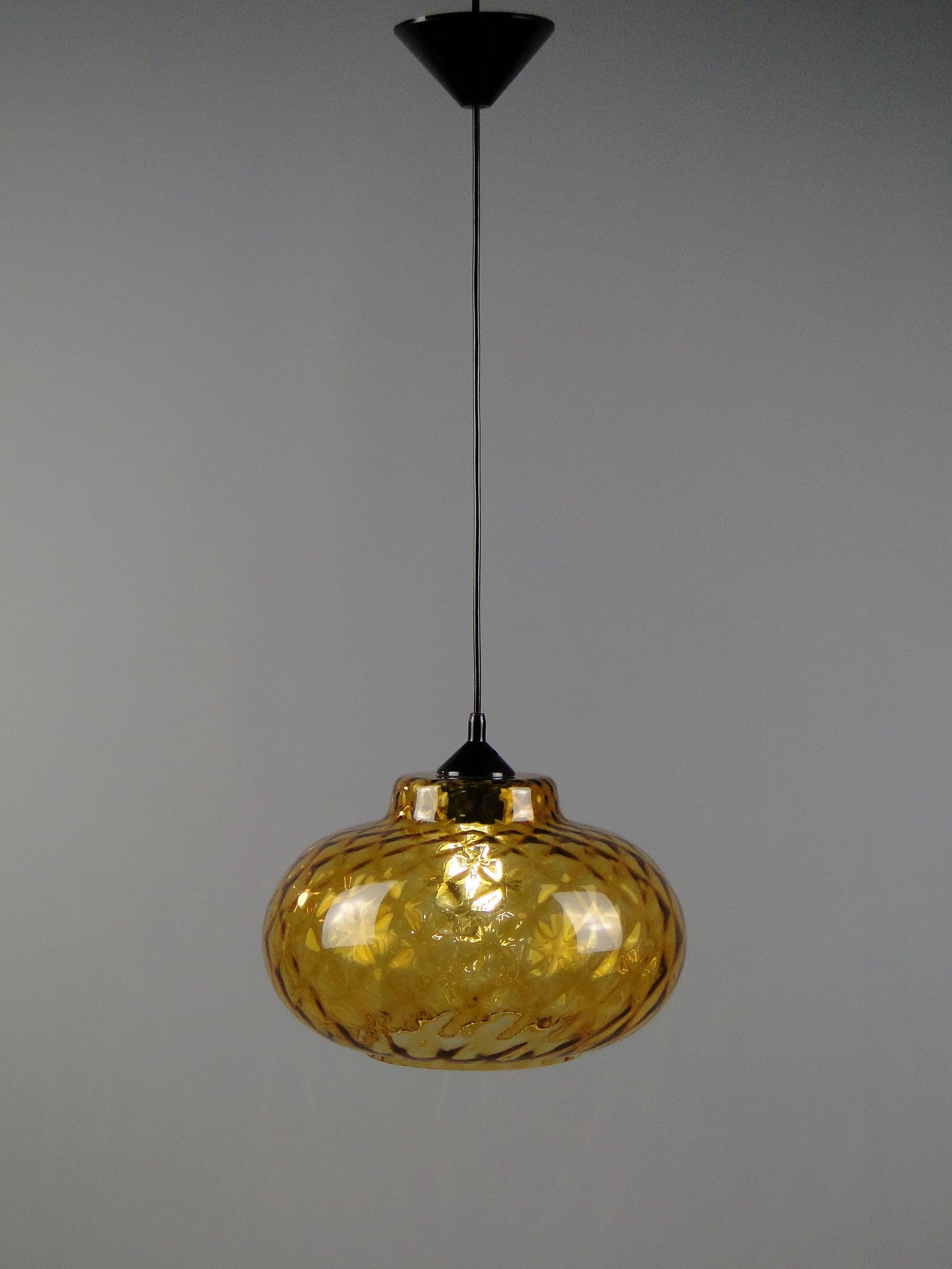 Pendant lamp, yellow glass, Lumet, Poland, 1960s. - 40661