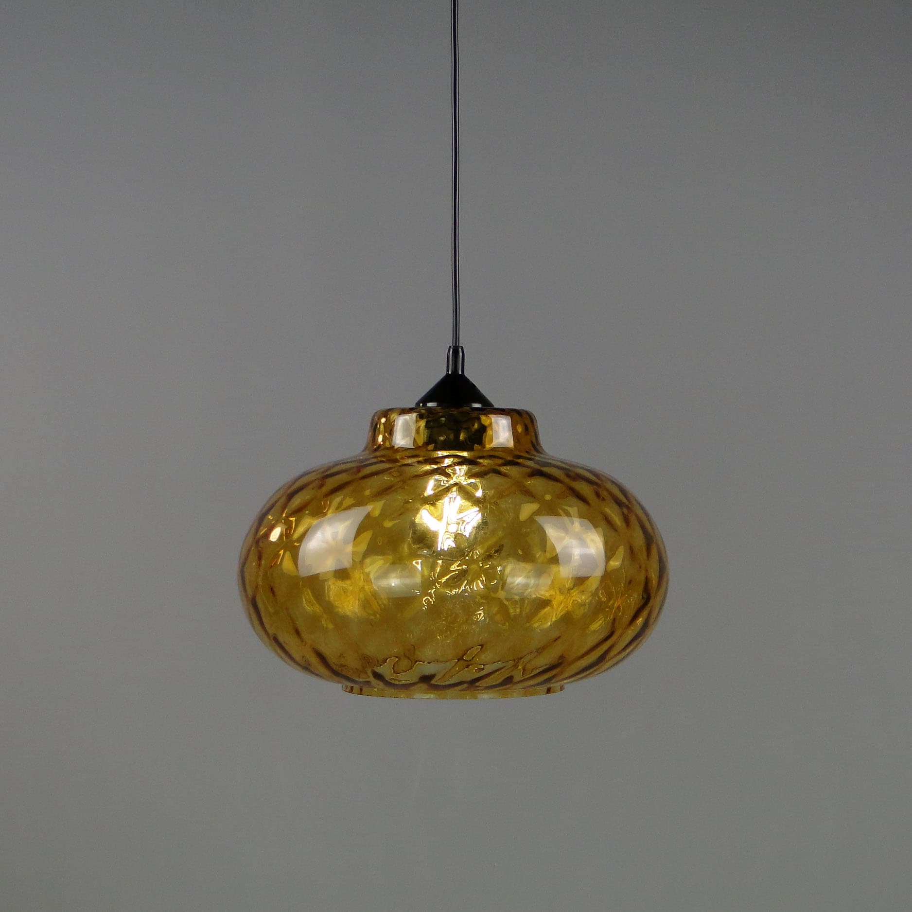 Pendant lamp, yellow glass, Lumet, Poland, 1960s. - 40662