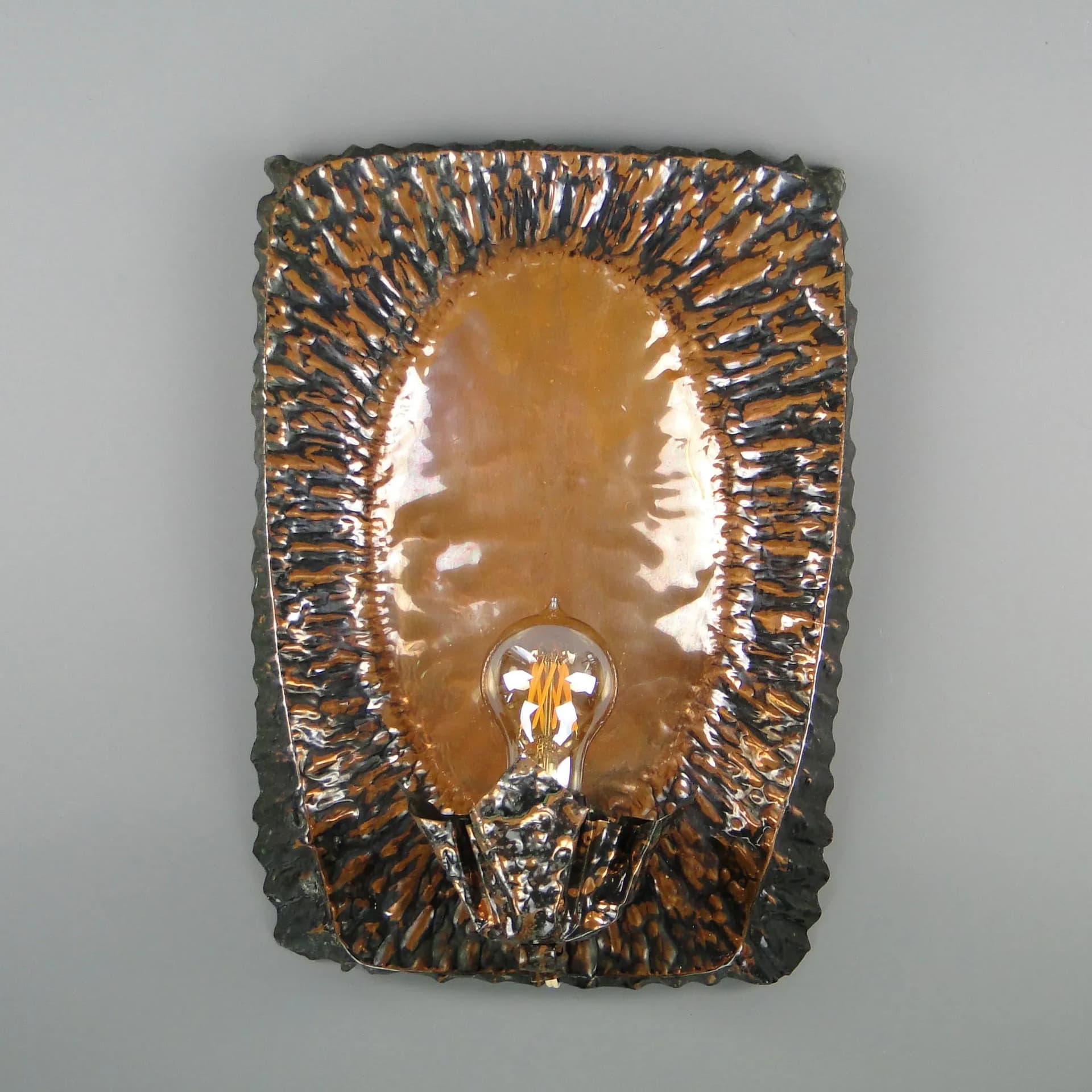 Kinkiet Brutalism, miedź, Polska, lata 60. - 40647