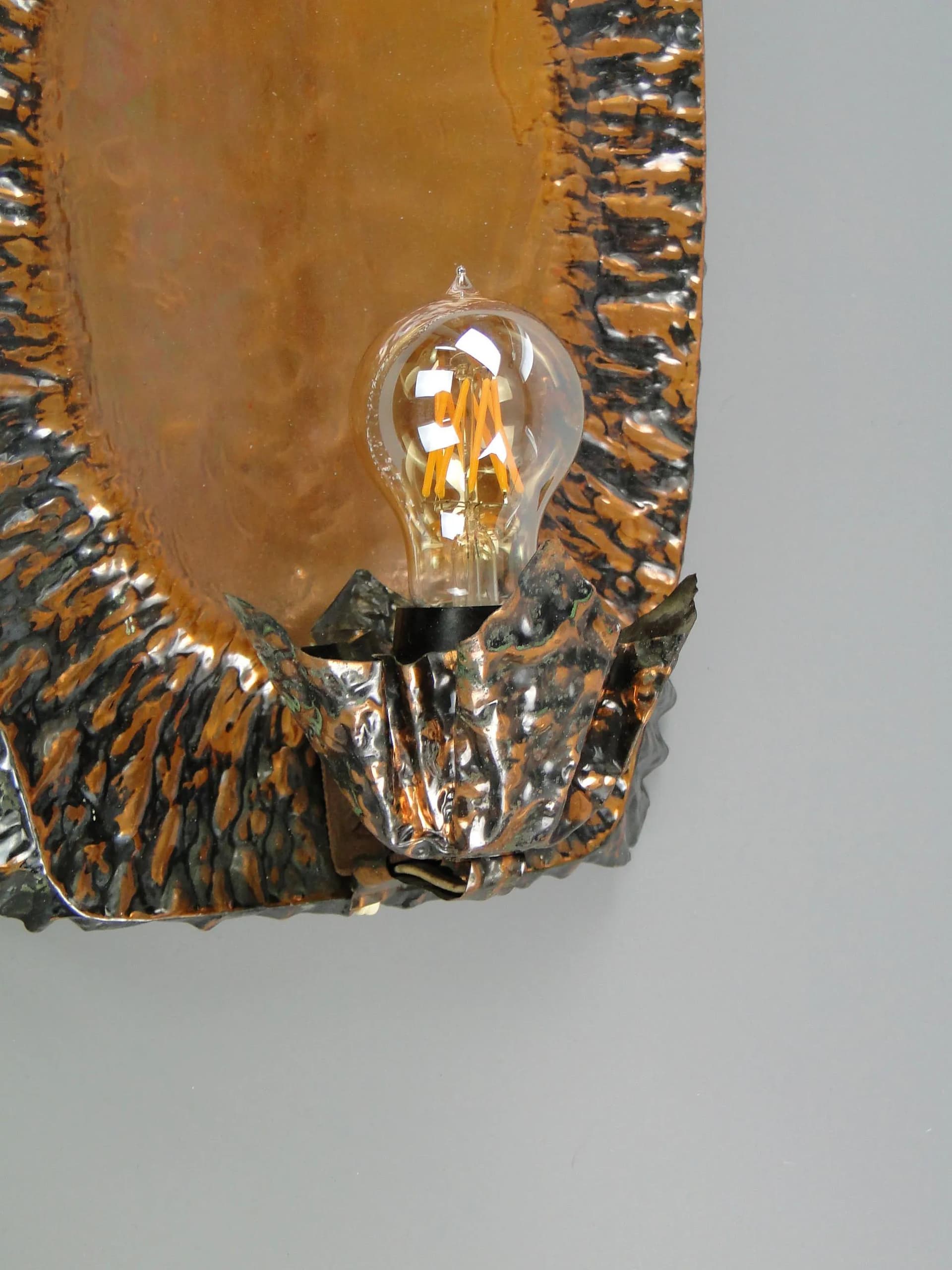 Kinkiet Brutalism, miedź, Polska, lata 60. - 40648