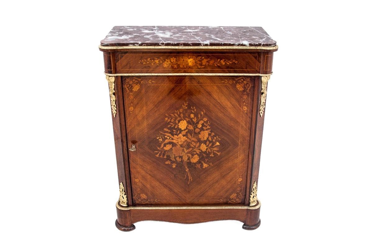 Komoda intarsjowana, brąz, drewno, Europa Północna, XIX wiek