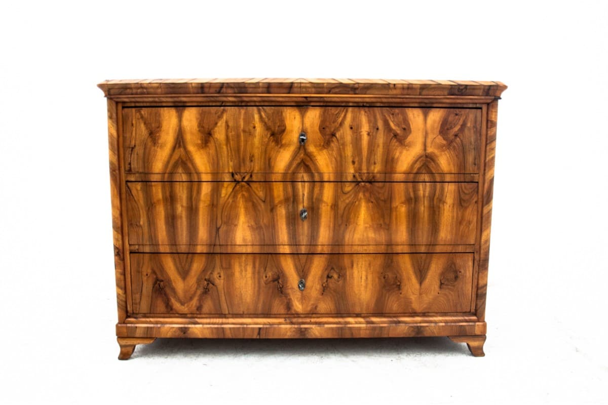 Komoda Biedermeier, orzech jasnobrązowy, Europa Północna, XIX w. - 77740