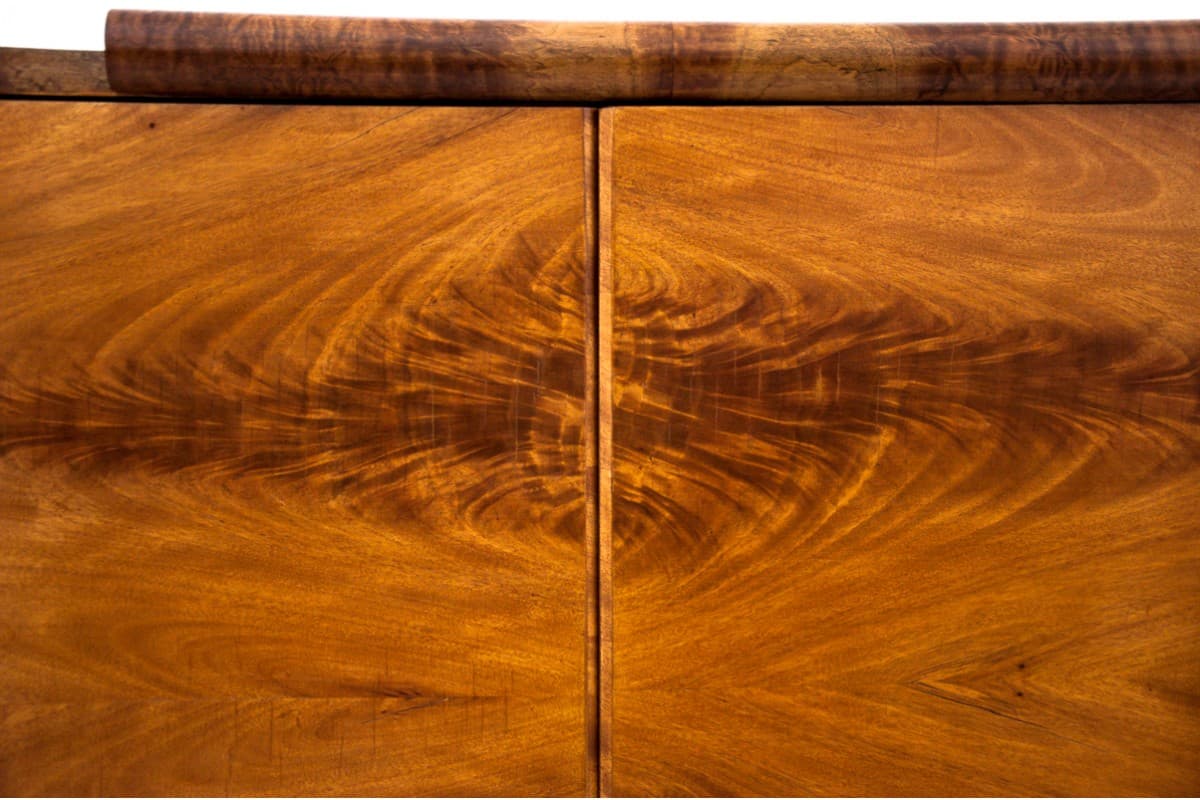 Sideboard-bar Art Deco, golden wood, Poland, 1950s - 77764