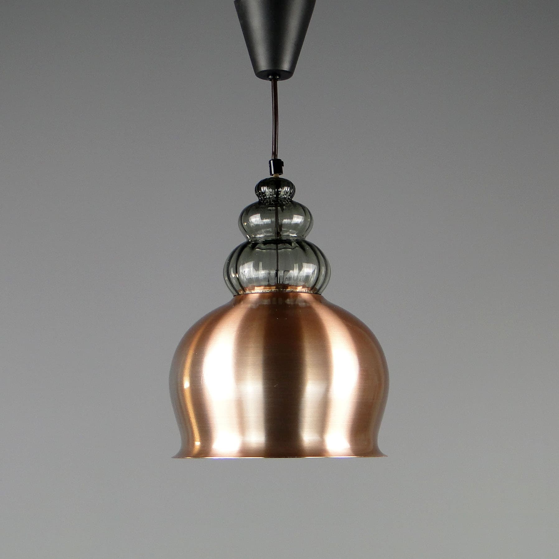 Pendant lamp, copper aluminium, glass, Limburg, Germany, 1960s. - 40619