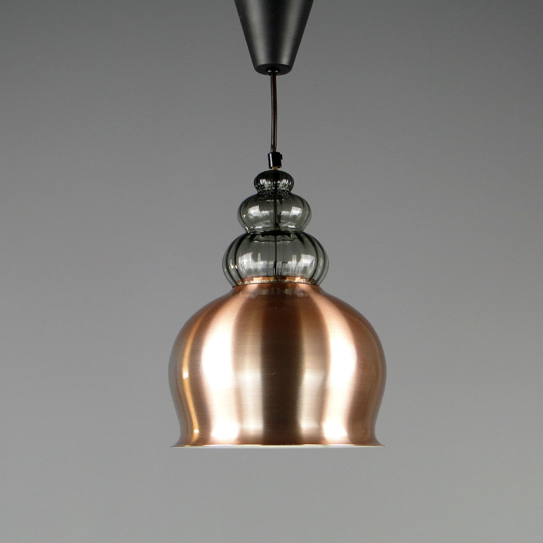 Pendant lamp, copper aluminium, glass, Limburg, Germany, 1960s. - 40620