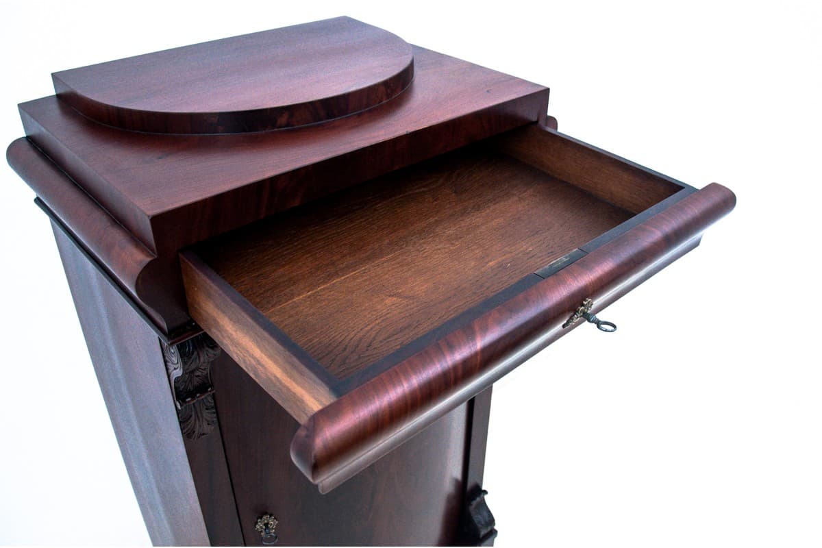 Komoda słupkowa Biedermeier, mahoń copper, Europa Północna, XIX wiek - 77780