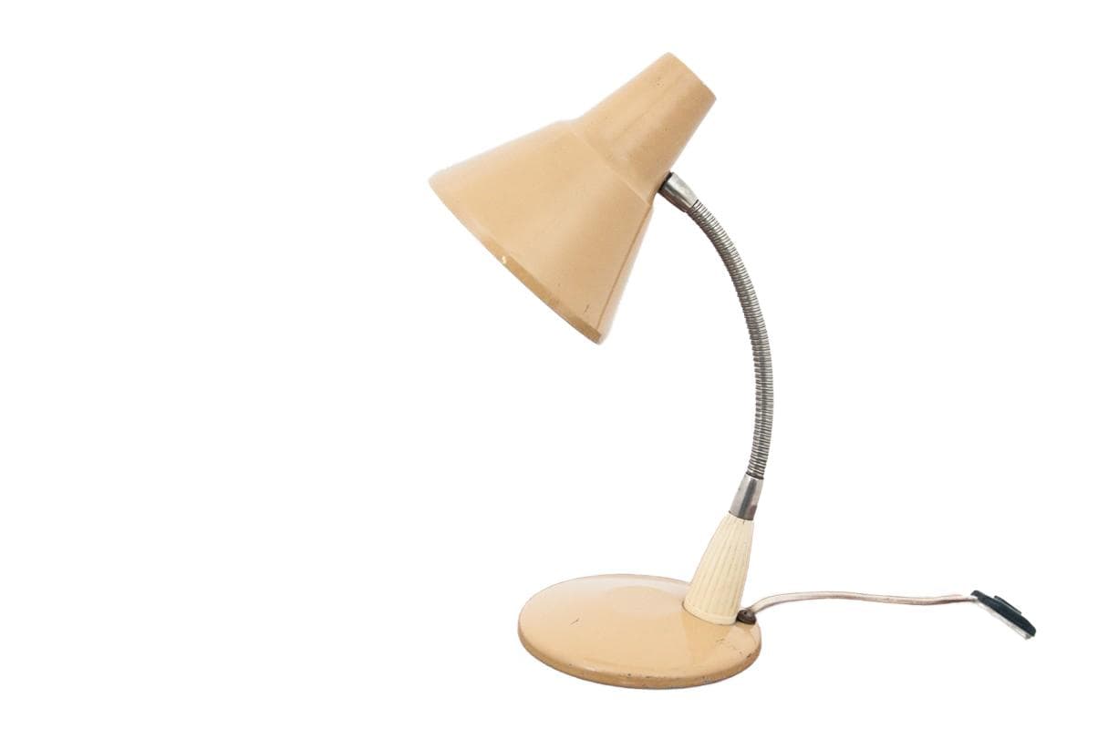 Lampa stołowa beżowy, metal, Polska, lata 60.
