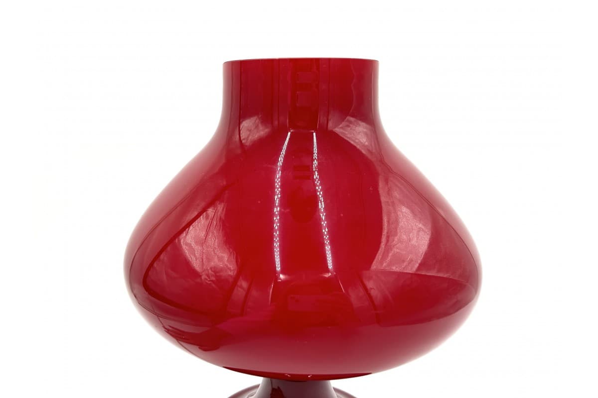Lampa stołowa, szkło czerwony, proj. S. Tabera, OPP Jihlava, Czechosłowacja, lata 70. - 78235