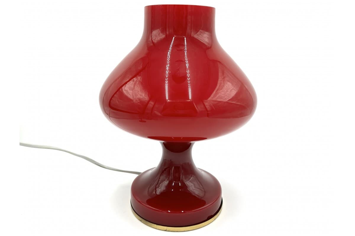 Lampa stołowa, szkło czerwony, proj. S. Tabera, OPP Jihlava, Czechosłowacja, lata 70. - 78237