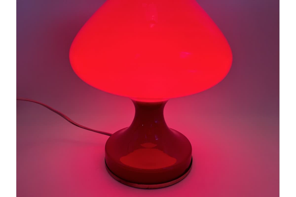 Lampa stołowa, szkło czerwony, proj. S. Tabera, OPP Jihlava, Czechosłowacja, lata 70. - 78245