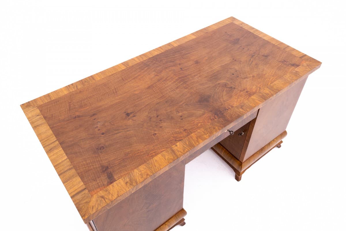 Orzechowe biurko w stylu art deco, Polska, lata 40. - 46912