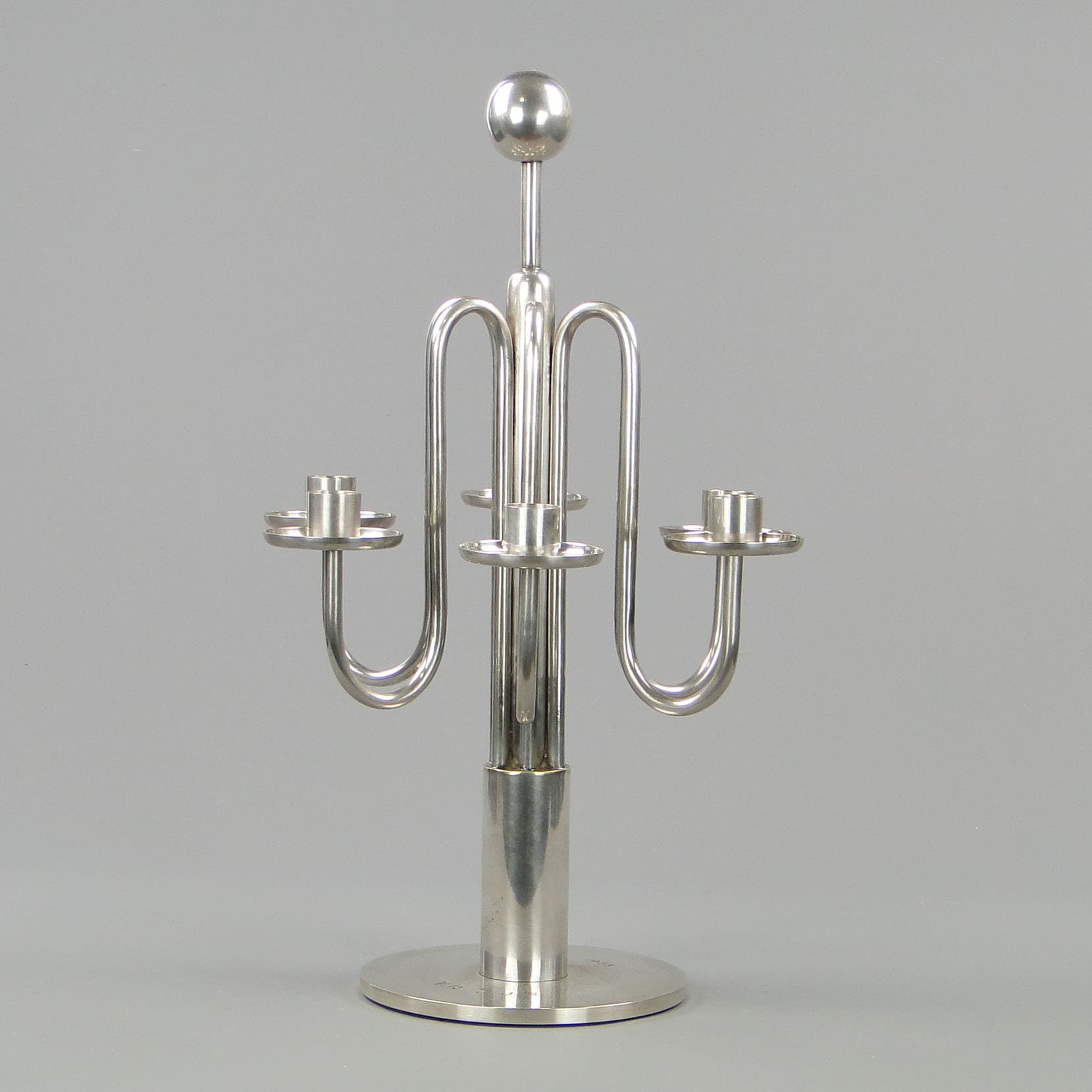 Kandelabr stołowy Art Deco, srebro, mosiądz, Sandrik, Słowacja, lata 20. - 40600