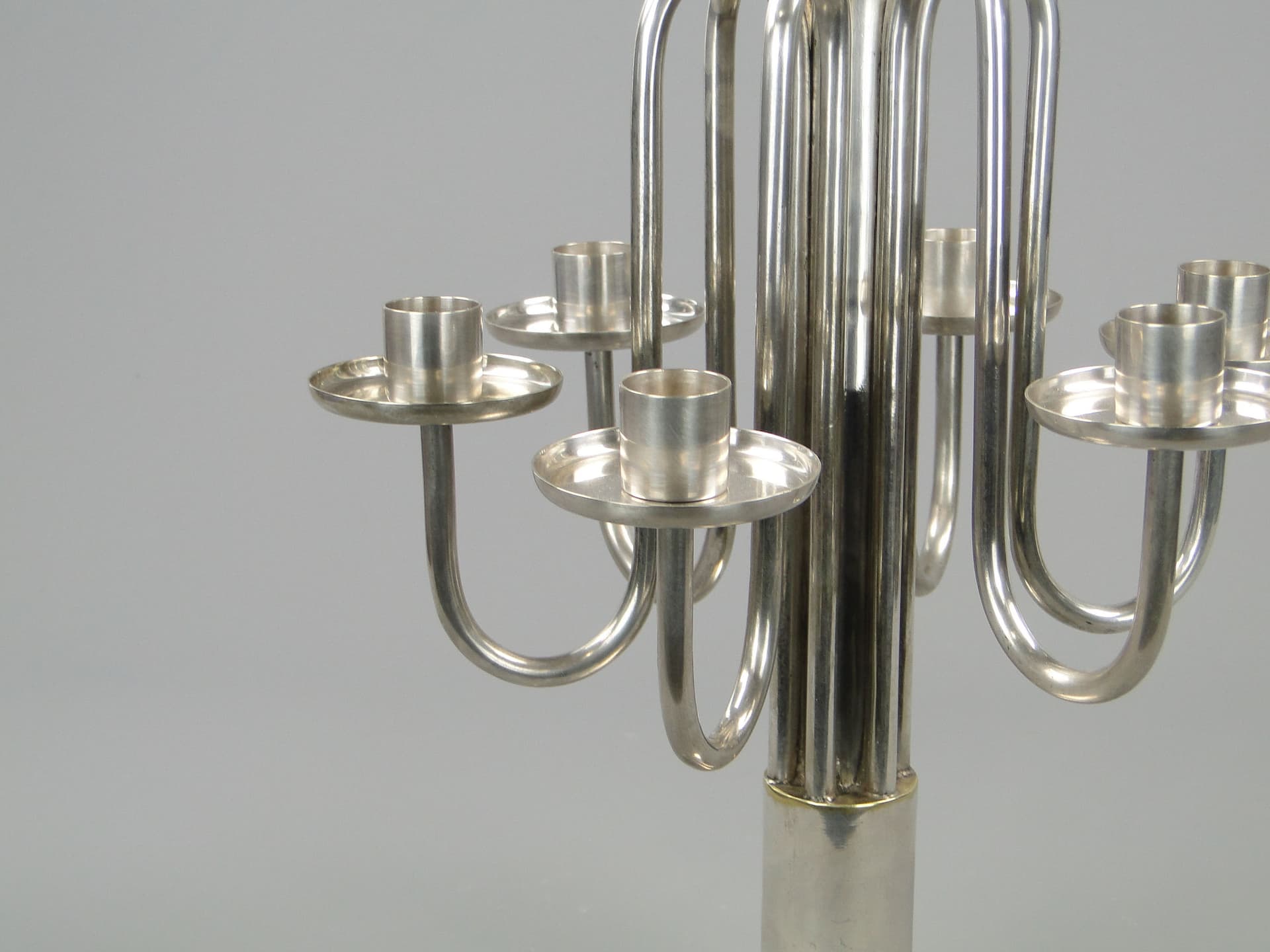 Kandelabr stołowy Art Deco, srebro, mosiądz, Sandrik, Słowacja, lata 20. - 40604