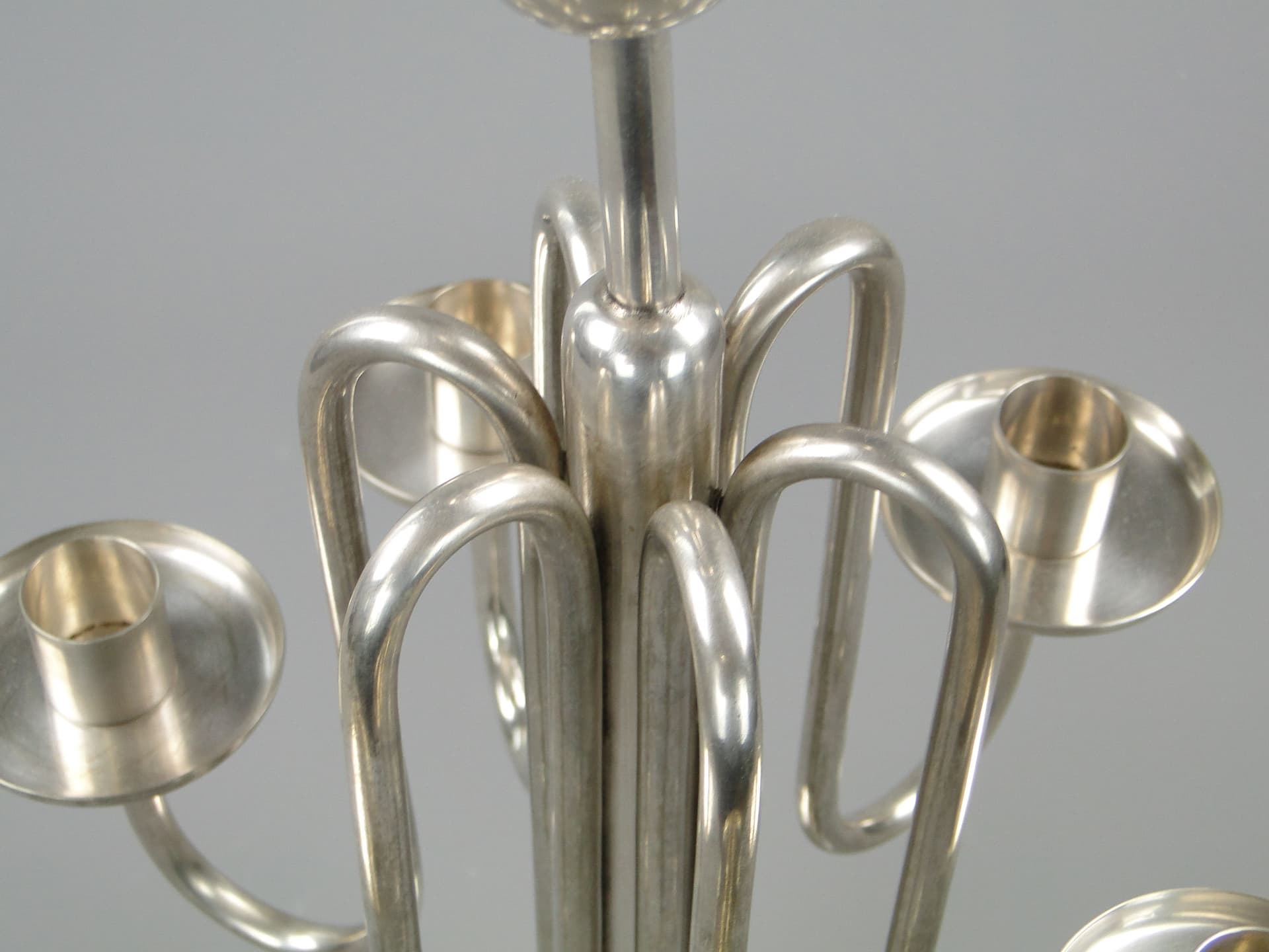 Kandelabr stołowy Art Deco, srebro, mosiądz, Sandrik, Słowacja, lata 20. - 40606