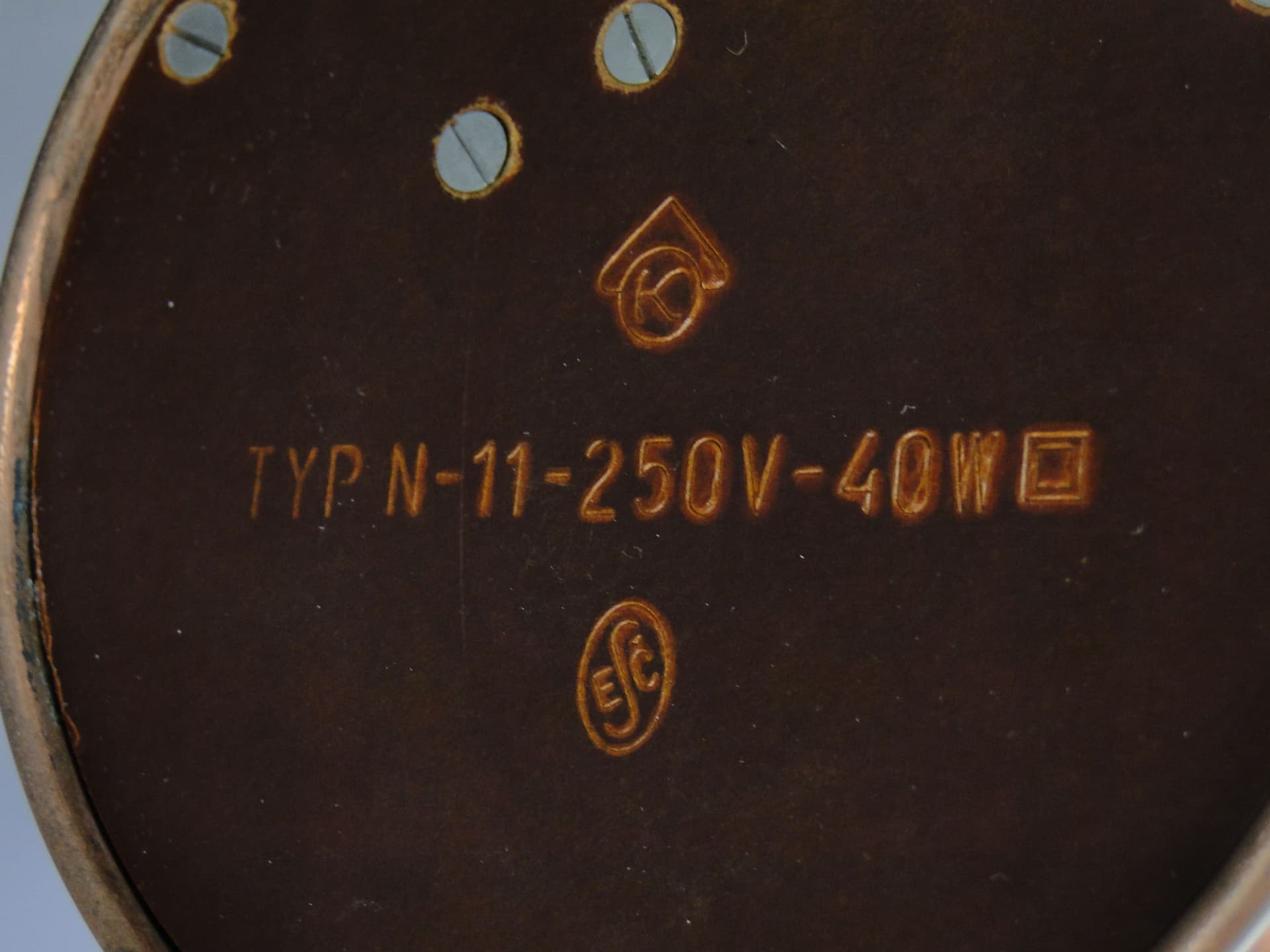 Lampa stołowa, miedź, stal, Czechy, lata 60. - 40596