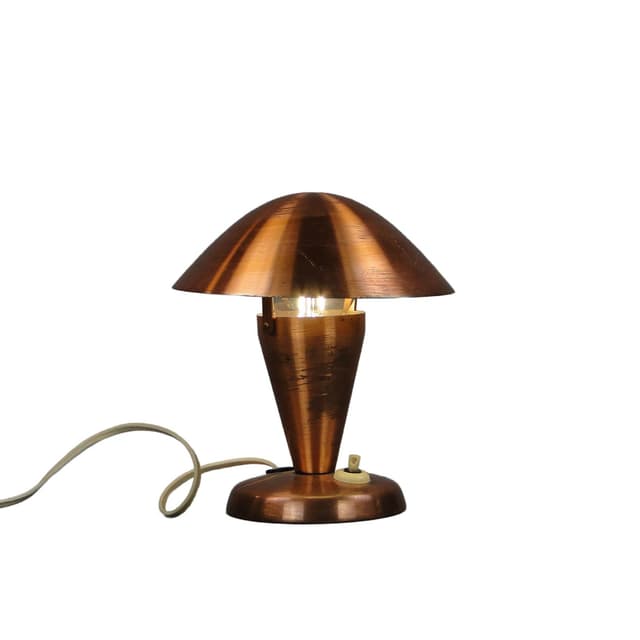 Lampa stołowa, miedź, stal, Czechy, lata 60. - WYMIARY