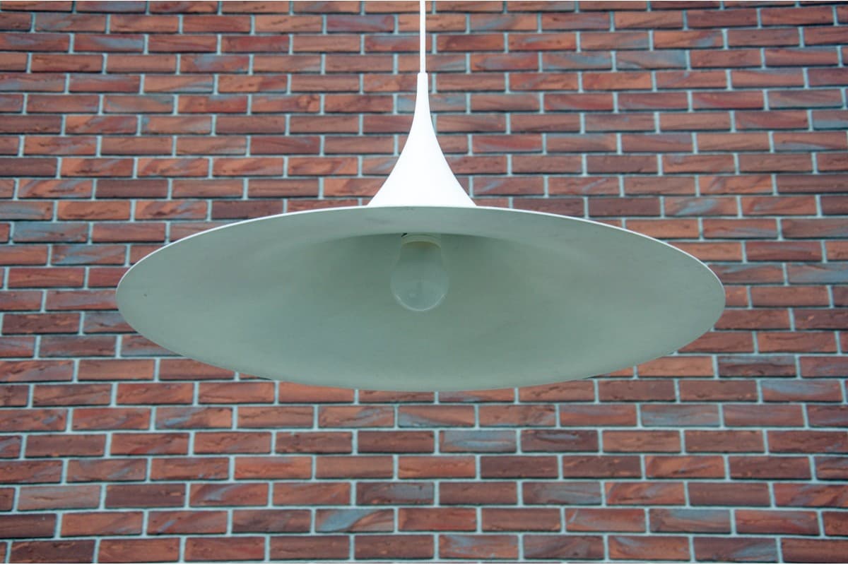 Pendant lamp, white, metal, Denmark, 1970s. - 78246